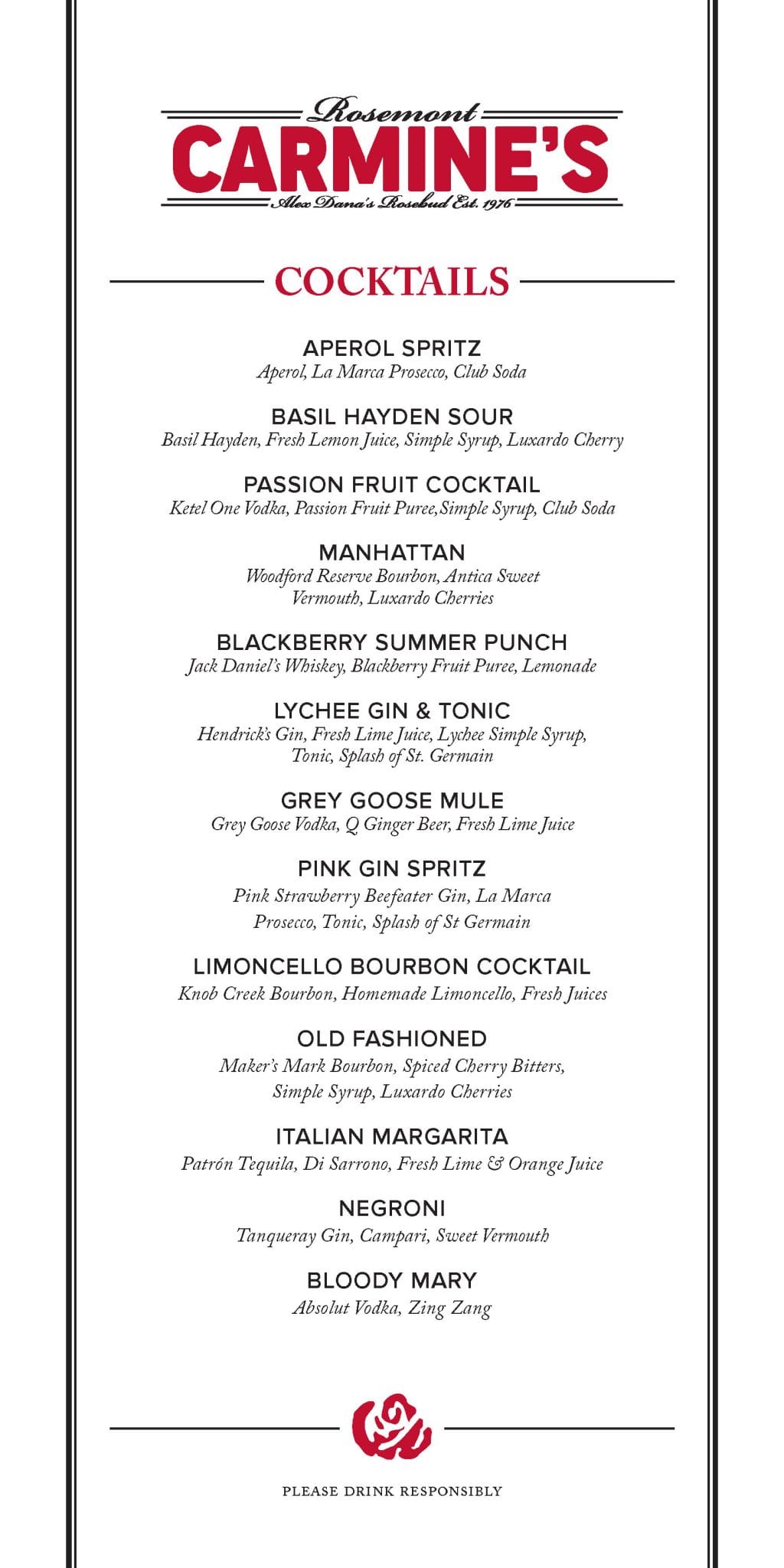 Menus – Rosebud Restaurants