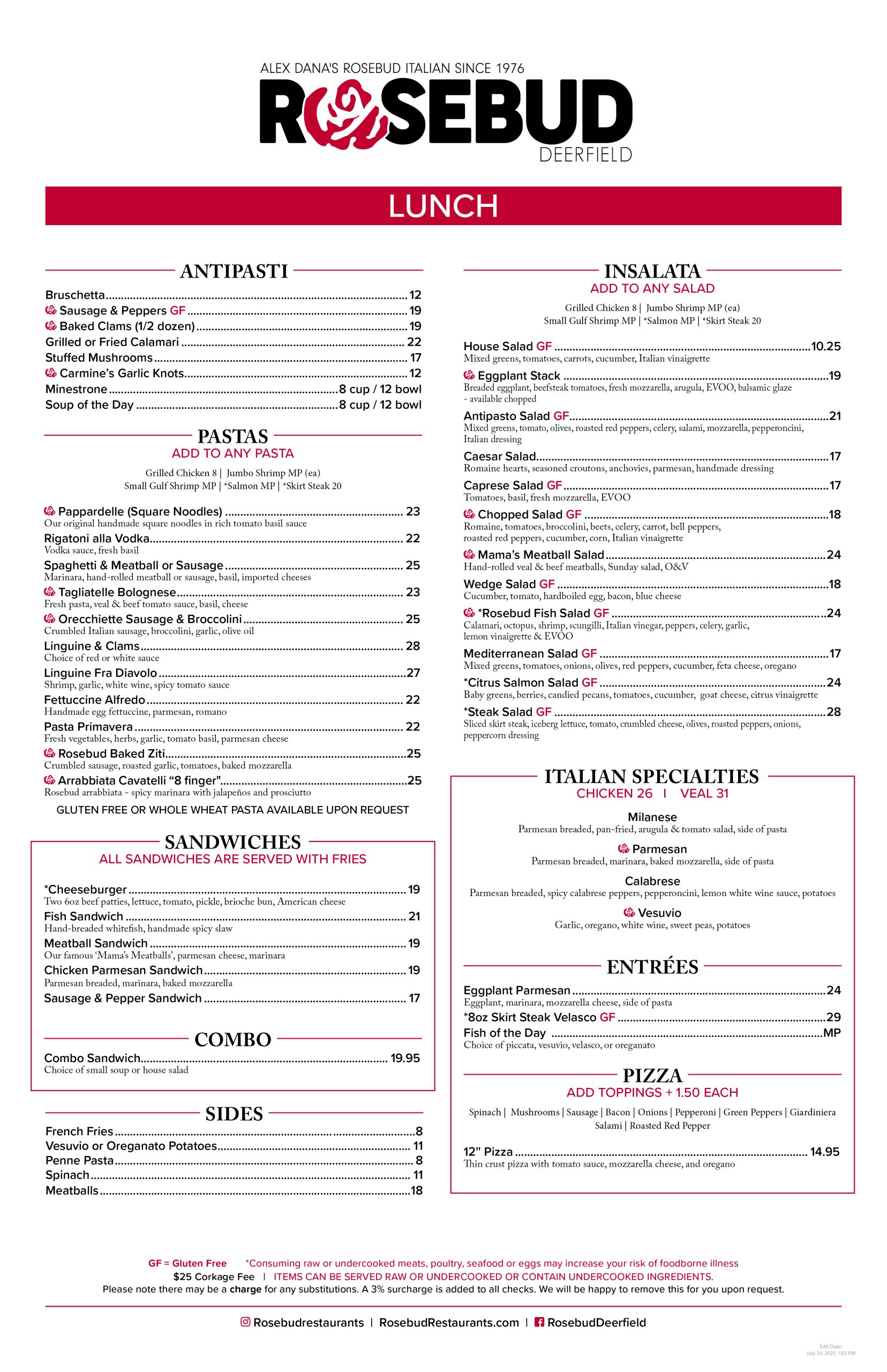 deerfield lunch menu 7 24 25